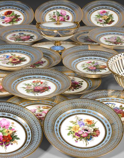  19th century Sevres porcelain service. Marks in blue with two Cs interlaced with...