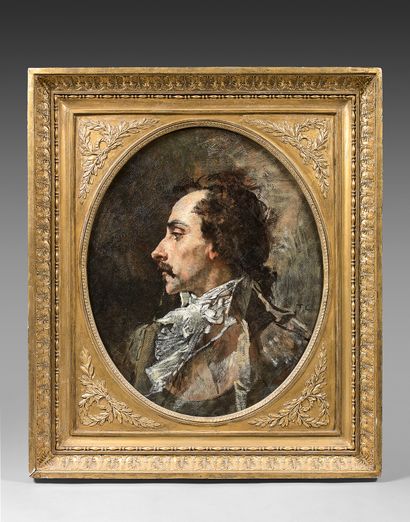 Thomas COUTURE (Senlis 1815-Villiers-le-Bel 1879) Portrait d'homme de profil
Toile...