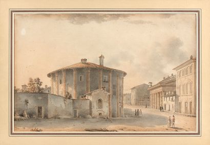 VICTOR JEAN NICOLLE (PARIS 1754-1826) Vue de l'Hôpital du Saint-Esprit à Rome
Le...