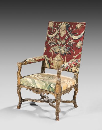 Rare high-backed armchair in moulded and...