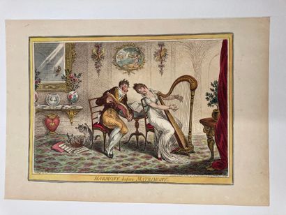 James Gillray (1757-1815) Playing in Parts, a Little music, Harmony before
Matrimony,...