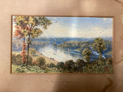 École ANGLAISE, 1883 Rowing Race on the Thames at Richmond
Watercolour.
Monogrammed...