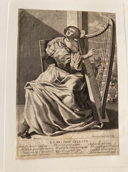 ANTONIO TEMPESTA (1555-1630) Réunion musicale en compagnie de cages d'oiseaux
Burin....