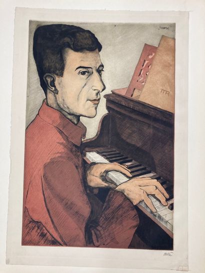 Achille Ouvré (1872-1951) Portraits of Ravel, Molard
Engravings printed in colours,...