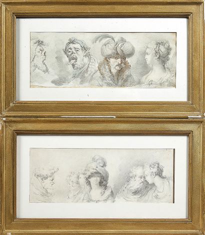 Mauro GANDOLFI (Bologne 1764-1834) Study of four heads
Study of six heads
Pair of...