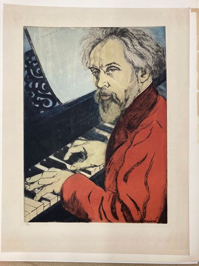 Achille Ouvré (1872-1951) Portraits de Ravel, Molard
Gravures imprimées en couleurs,...