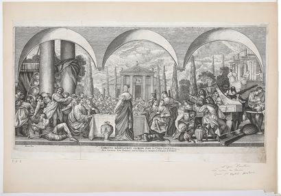 Martial DESBOIS (1630-1700) Wedding at Cana with musicians, after Varotarius
Etching...
