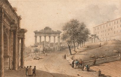 VICTOR JEAN NICOLLE (PARIS 1754-1826) Le temple de la Concorde à Rome
La basilique...