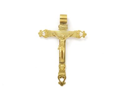 null Pendant in gold 750 thousandths holding a cross said " Jeannette ". Work of...
