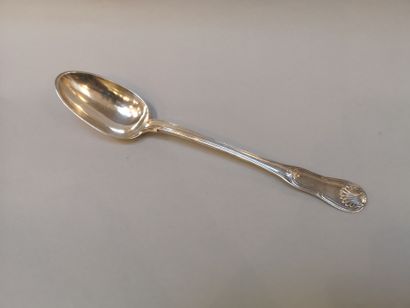 null Silver stewing spoon. By Pierre-Nicolas Sommé, Paris, 1784. Model filet violin...