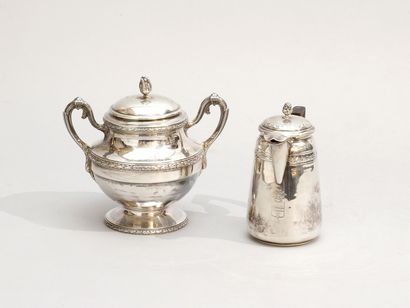 null Silver tea and chocolate set. By Roussel Fils, Paris, 20th century. In the plain...