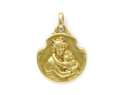 null Médaille en or 750 millièmes satiné représentant en relief probablement Vigée...