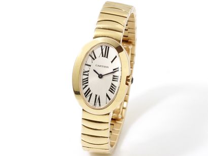 null CARTIER "Baignoire". Watch of lady in pink gold 750 thousandth, silver plated...