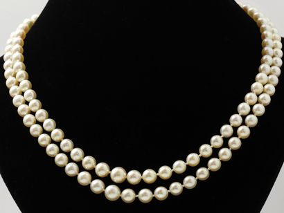 Collier composé de 2 rangs de perles de culture...