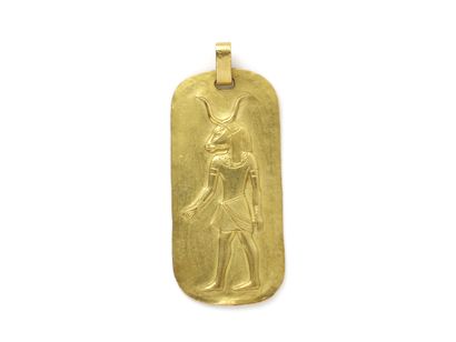 null OJ PERRIN. Pendant in gold 750 thousandths, styling an Egyptian cartouche in...