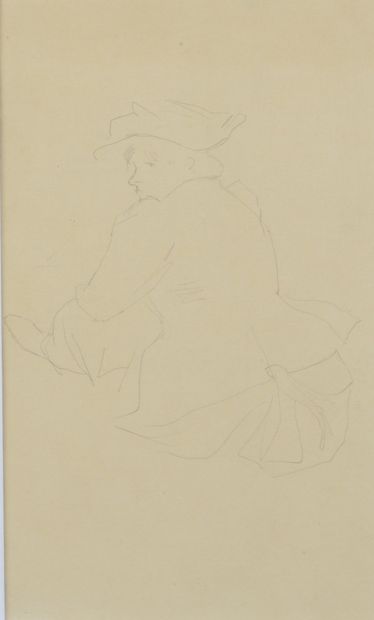 Jean-Louis FORAIN (1852-1931) Femme au manteau
Femme assise de dos
Deux dessins au...