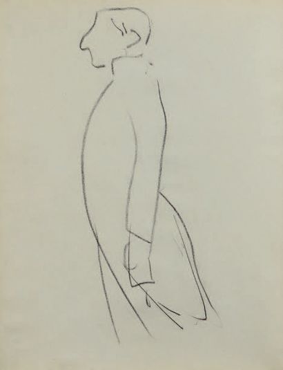 Albert Marquet (1875-1947) Homme en jaquette
Dessin double face au crayon noir.
26,5...