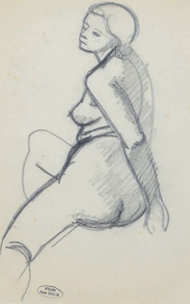 André DERAIN (1880-1954) Nu assis
Deux dessins au crayon noir, un porte le timbre...