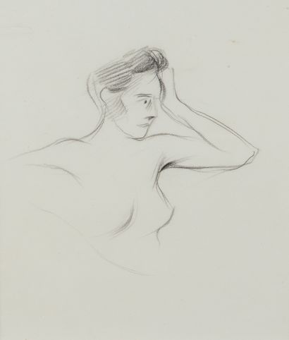 Jean-Louis FORAIN (1852-1931) Nu agenouillé
Femme nue en buste
Deux dessins au crayon...