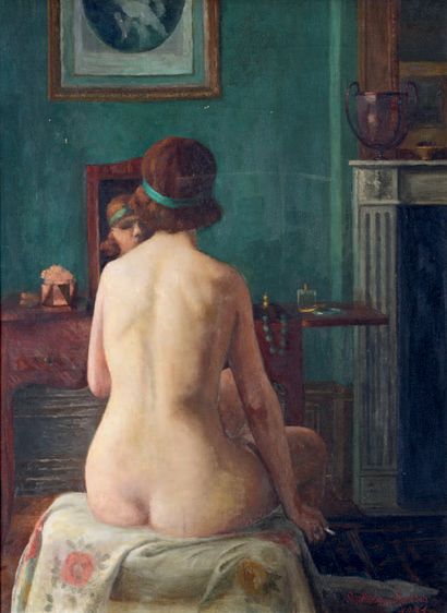 Solange SOTTAS Nu de dos à son miroir, 1931
Huile sur toile, signée et datée en bas...