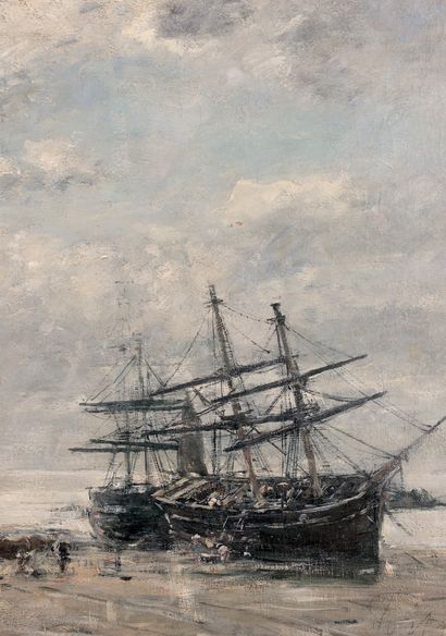 Eugène BOUDIN (1824-1898) Portrieux, marée basse, 1875
Huile sur toile, signée et...