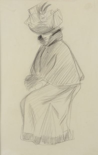 Jean-Louis FORAIN (1852-1931) Femme assise
Femme debout
Trois dessins au crayon noir...