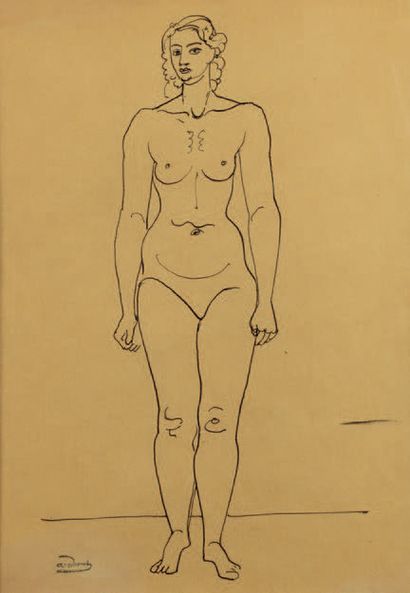 André DERAIN (1880-1954) Nu debout
Deux dessins à l'encre sur papier calque, portent...