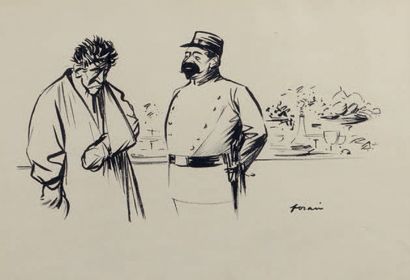 Jean-Louis FORAIN (1852-1931) Le vagabond
Dessin à l'encre, signé vers le bas vers...