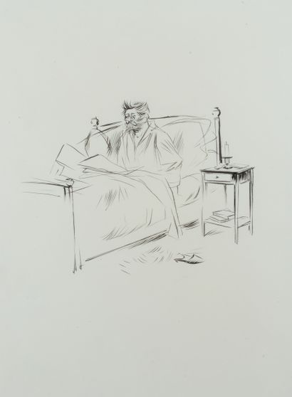 Jean-Louis FORAIN (1852-1931) Le journal
Dessin à l'encre.
36 x 26 cm