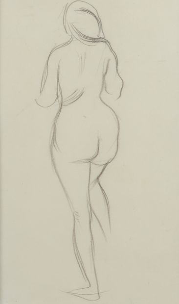 Jean-Louis FORAIN (1852-1931) Nu debout de dos
Femme à l'écharpe
Deux dessins, un...