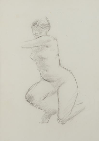 Jean-Louis FORAIN (1852-1931) Nu agenouillé
Femme nue en buste
Deux dessins au crayon...