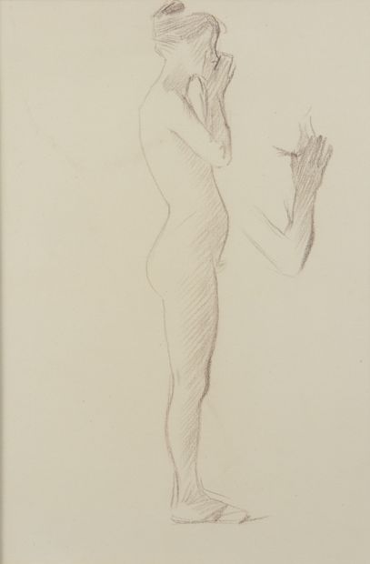 Jean-Louis FORAIN (1852-1931) Femme nue assise
Modèle nu debout
Trois dessins au...