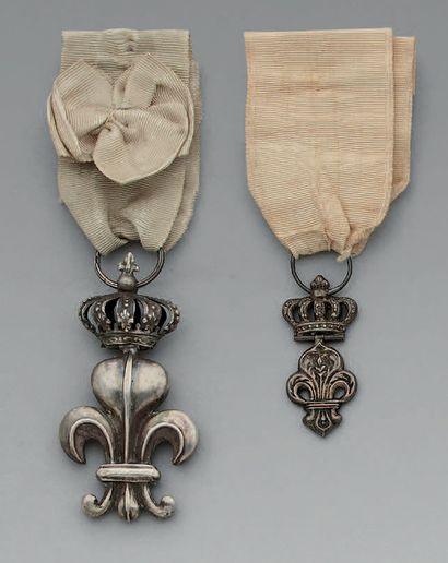 null Two silver insignia of the order of the Lily, one of the usual model, white...