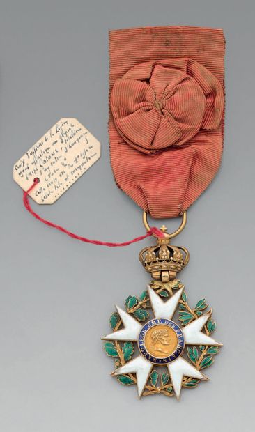 null Croix d'officier de l'ordre de la Légion d'honneur en or, émaillée, 1er type...