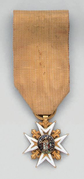 null Croix de chevalier de l'ordre de Saint-Louis, demi-taille en or, émaillée, anneau...