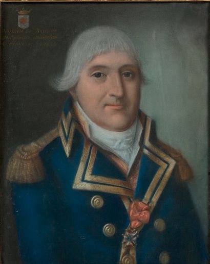null Pastel on vellum : Portrait of an officer wearing the cross of the order of...