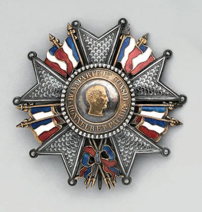 null Plaque de grand-croix de l'ordre de la Légion d'honneur en argent et vermeil,...