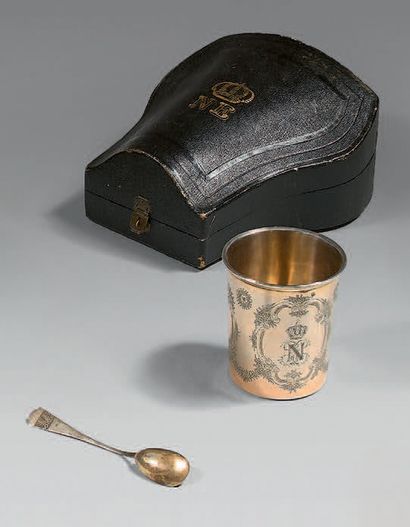 null Baptismal tumbler offered by Empress Eugenie and Emperor Napoleon III, round,...