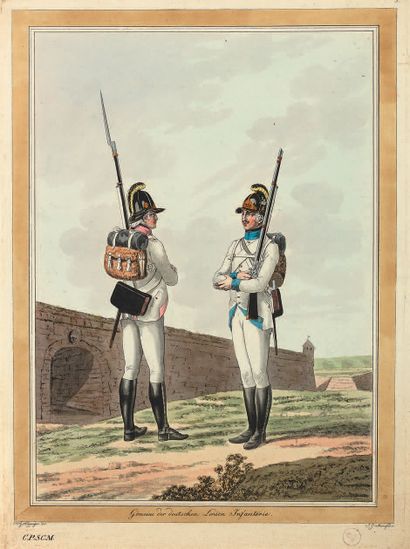 [KININGER & MANSFELD] [Austrian troops]. S.l.n.d., in-folio, green morocco, smooth...