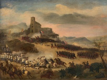 null Oil on canvas: The capture of a redoubt by the French army against the Austrian...