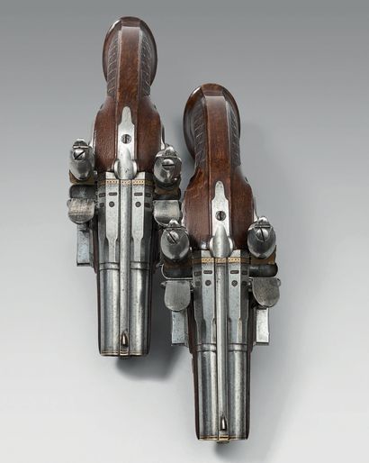 null Large flintlock officer's pistol, octagonal then round barrel, with two registers,...