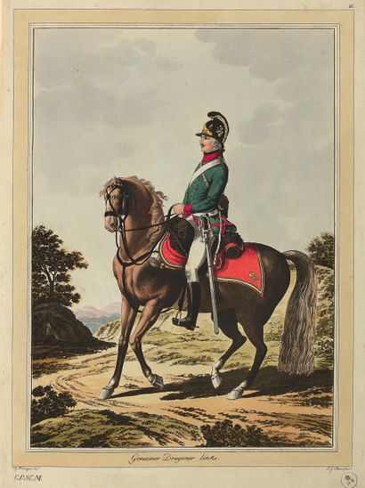 [KININGER & MANSFELD] [Austrian troops]. S.l.n.d., in-folio, green morocco, smooth...