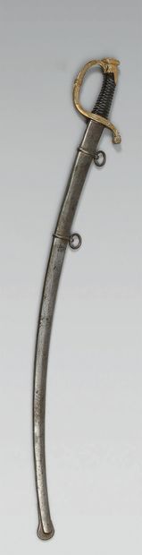 null Mounted gunner's officer saber model 1829, gilt brass single-branch hilt, chased...