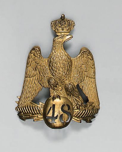 null Plaque de shako d'officier du 48e régiment d'infanterie de ligne modèle 1860 :...