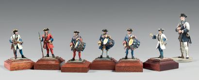 null Six figurines en plomb, peinture fine: trois tambours et trois soldats de la...