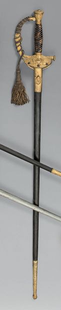 null Épée de vice-amiral modèle 1855/1872, garde en laiton, ciselée et dorée, clavier...