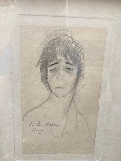 null Dessin à la mine de plomb, signé Cecilia Madrazo, titré « Marie ». 15 x 9 cm...