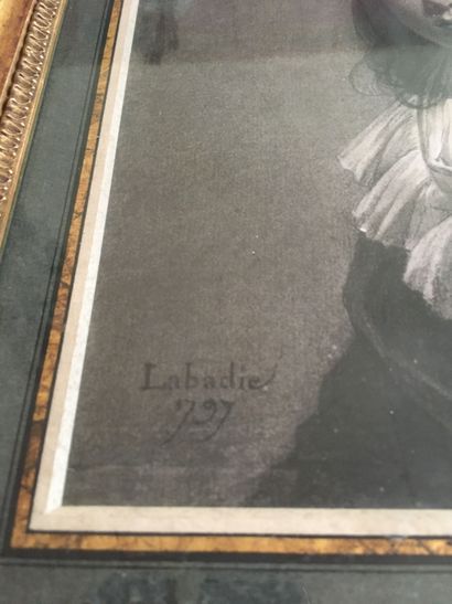 null Ecole française vers 1800-Portrait d'enfant-Crayon, porte la signature Labadie...