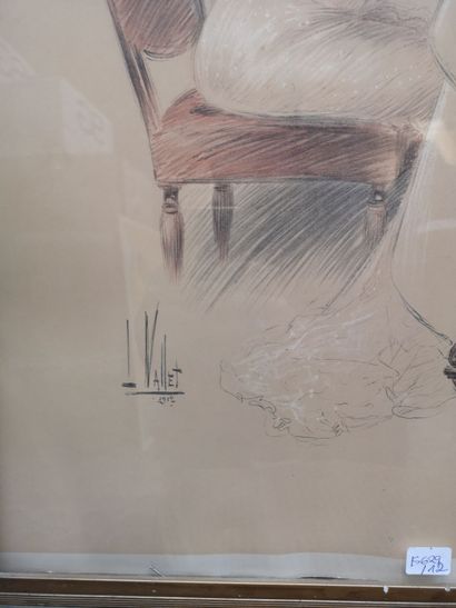 null Elégante attablée. Affiche encadrée signée Vallet 1912. Dim.: 67 x 50 cm.



ON...