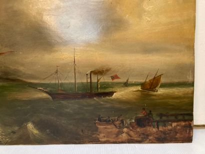 null Oil on wood representing a marine (cracked, unframed)

 39,5 x 55,5 cm

Lot...